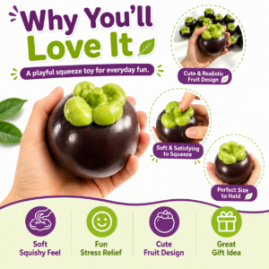🍇 Mangosteen Squeeze Toy – Realistic Fruit Fidget
