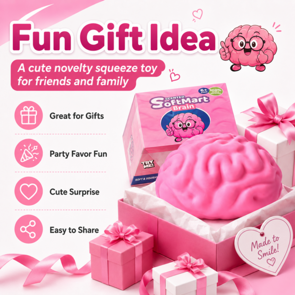 Pink Brain Squishy Toy