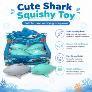 🦈 Shark Squishy Toy Assortment – Ocean Blue & Gray Fidget Collectibles
