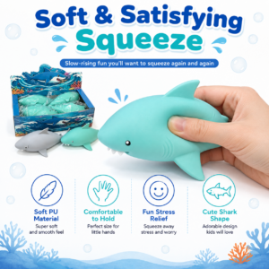 🦈 Shark Squishy Toy Assortment – Ocean Blue & Gray Fidget Collectibles