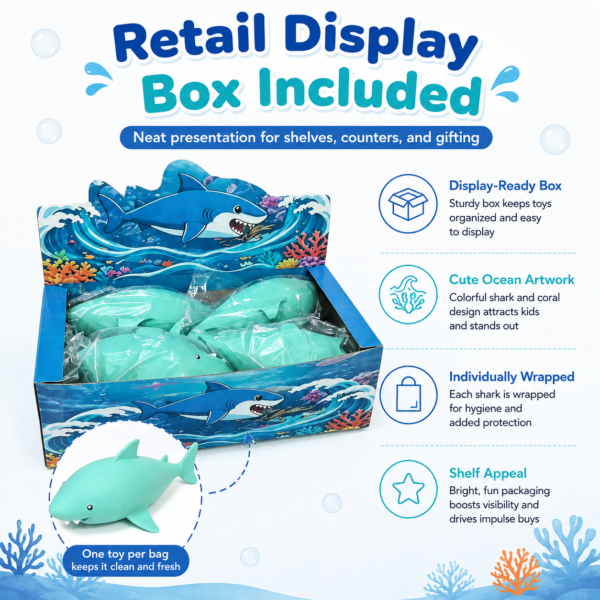🦈 Shark Squishy Toy Assortment – Ocean Blue & Gray Fidget Collectibles