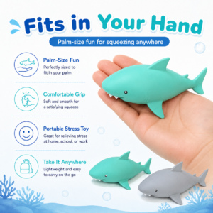 🦈 Shark Squishy Toy Assortment – Ocean Blue & Gray Fidget Collectibles