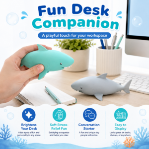 🦈 Shark Squishy Toy Assortment – Ocean Blue & Gray Fidget Collectibles