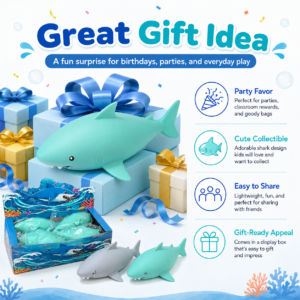 🦈 Shark Squishy Toy Assortment – Ocean Blue & Gray Fidget Collectibles