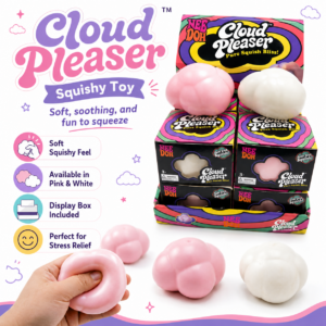 ☁️ Cloud Squishy Toy – Psychedelic Fidget Squeeze Display Box