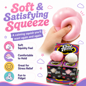 ☁️ Cloud Squishy Toy – Psychedelic Fidget Squeeze Display Box