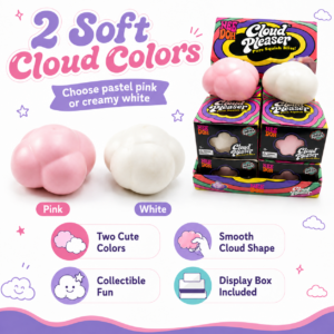 ☁️ Cloud Squishy Toy – Psychedelic Fidget Squeeze Display Box