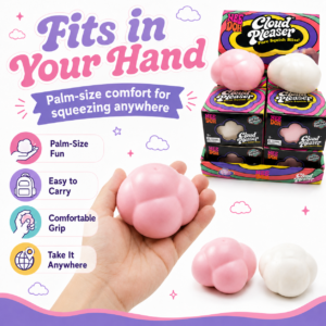 ☁️ Cloud Squishy Toy – Psychedelic Fidget Squeeze Display Box