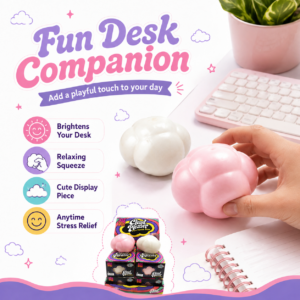 ☁️ Cloud Squishy Toy – Psychedelic Fidget Squeeze Display Box