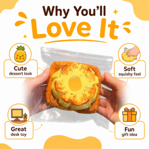 🍞 Squishy Pineapple Bun Pastry Toy – Realistic Bakery Fidget