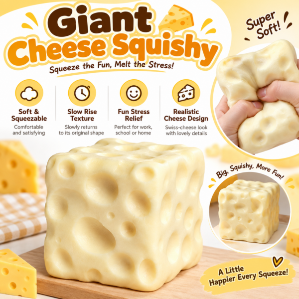 Cheese Wedge Squishy Toy – Soft Sensory Stress Relief Fidget