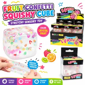 Fruit Slices & Cubes Squishy Toy – Soft Sensory Stress Relief Toy