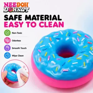 Realistic donut squishy with two-tone finish and center hole
