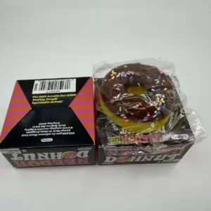🍩 Donut Stress Toy Squishy – Blue, Pink & Brown Glossy Fidget Toy 🎁 Product Image