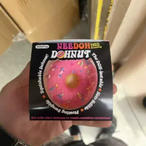 🍩 Donut Stress Toy Squishy – Blue, Pink & Brown Glossy Fidget Toy 🎁 Product Image