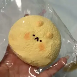 Kawaii mochi hamster squishy in clear plastic zipper bag