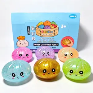 Golden Glitter Bread Squishy Toy – Soft Sensory Stress Relief Toy with Popping Beads