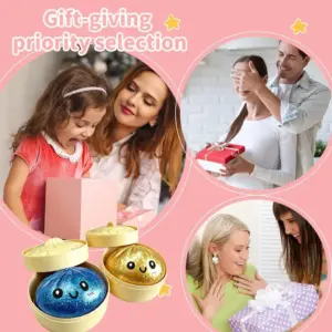 Golden Glitter Bread Squishy Toy – Soft Sensory Stress Relief Toy with Popping Beads Product Image