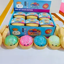 Golden Glitter Bread Squishy Toy – Soft Sensory Stress Relief Toy with Popping Beads Product Image