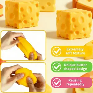 Yellow Cheese Squishy Toy – Soft Sensory Stress Relief Toy