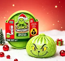 Glow-in-the-Dark Green Fuzzy Grinch 8.5cm Bread Shape Stress Relief Squeeze Toy Blind Box Product Image