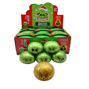 Glow-in-the-Dark Green Fuzzy Grinch 8.5cm Bread Shape Stress Relief Squeeze Toy Blind Box Product Image