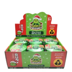 Glow-in-the-Dark Green Fuzzy Grinch 8.5cm Bread Shape Stress Relief Squeeze Toy Blind Box Product Image
