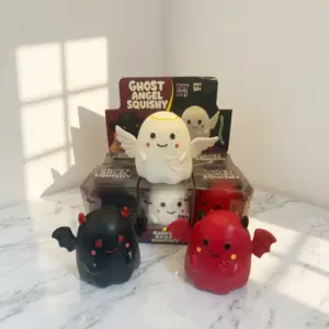 Kawaii Ghost Soft Toy Set - Cute Angel and Devil Squeeze Toys, Transparent Packaging, Super Soft, Anxiety Relief Product Image