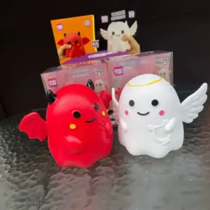 Kawaii Ghost Soft Toy Set - Cute Angel and Devil Squeeze Toys, Transparent Packaging, Super Soft, Anxiety Relief Product Image