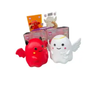 Kawaii Ghost Soft Toy Set - Cute Angel and Devil Squeeze Toys, Transparent Packaging, Super Soft, Anxiety Relief Product Image
