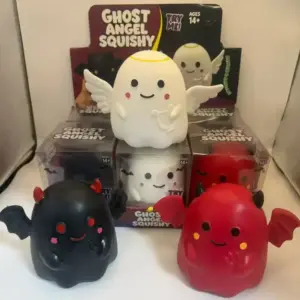 Kawaii Ghost Soft Toy Set - Cute Angel and Devil Squeeze Toys, Transparent Packaging, Super Soft, Anxiety Relief Product Image