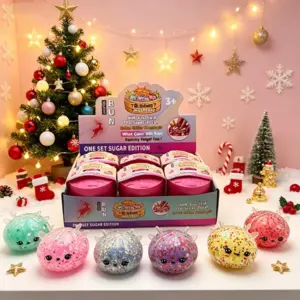 5.5 cm Mini Glitter Christmas Deer and Christmas Tree Soft Toy, TPR Stress Relief Toy, Cute Christmas Holiday Gift Product Image