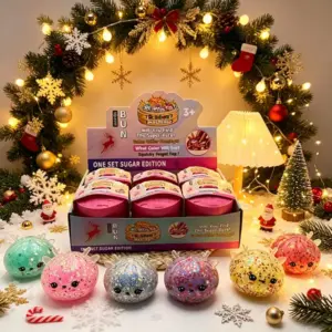 5.5 cm Mini Glitter Christmas Deer and Christmas Tree Soft Toy, TPR Stress Relief Toy, Cute Christmas Holiday Gift Product Image
