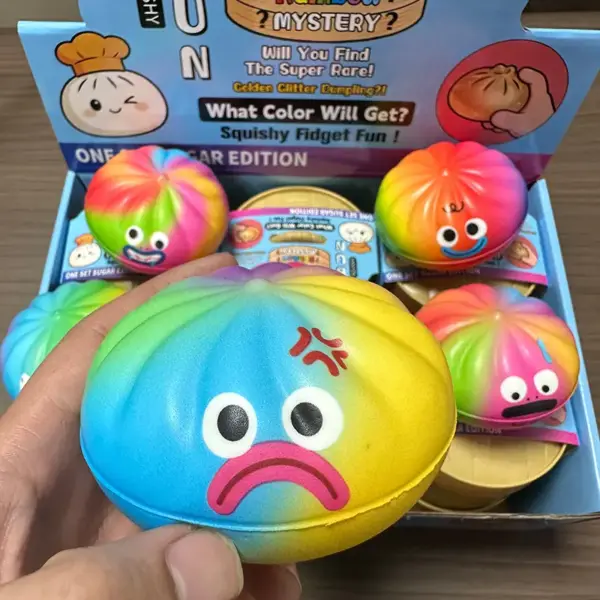 Colorful Emoji Dumpling Squishy Toy Slow Rising Sensory Stress Relief Toy