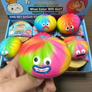 Colorful Emoji Dumpling Squishy Toy – Slow Rising Sensory Stress Relief Toy