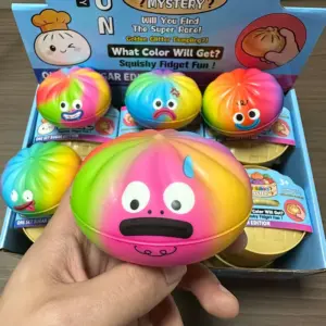 Colorful Emoji Dumpling Squishy Toy – Slow Rising Sensory Stress Relief Toy