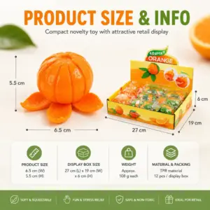 Orange Squishy Toy – Slow Rising Sensory Stress Relief Fruit Toy Product Image