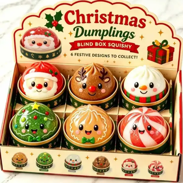 A soft, squeezable toy shaped like a loaf of bread with a green Grinch face, designed for stress relief and Christmas fun.