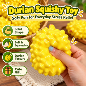 🍈 Durian-Shaped Squeeze Toy – Realistic Fruit Fidget Novelty 🍋