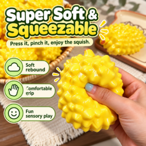 🍈 Durian-Shaped Squeeze Toy – Realistic Fruit Fidget Novelty 🍋