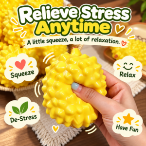 🍈 Durian-Shaped Squeeze Toy – Realistic Fruit Fidget Novelty 🍋