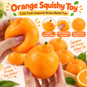 🍊 Realistic Orange Crunchy Squishy Toy – Clay & Building Block Filled Sensory Squeeze Ball, ASMR Stress Relief Fidget Toy