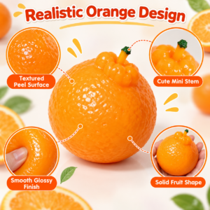 🍊 Realistic Orange Crunchy Squishy Toy – Clay & Building Block Filled Sensory Squeeze Ball, ASMR Stress Relief Fidget Toy