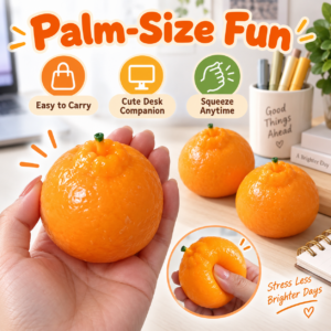 🍊 Realistic Orange Crunchy Squishy Toy – Clay & Building Block Filled Sensory Squeeze Ball, ASMR Stress Relief Fidget Toy
