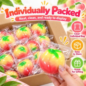 🍑✨ Peach Crunchy Squishy Toy – Realistic Yellow Peach Sensory Squeeze Ball, Cute Handmade Fidget Stress Relief Toy