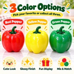 ✨ Realistic Bell Pepper Crunchy Squishy Toy – Handmade Sensory Squeeze Ball in Red, Yellow & Green, ASMR Stress Relief Fidget Toy