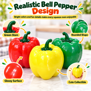 ✨ Realistic Bell Pepper Crunchy Squishy Toy – Handmade Sensory Squeeze Ball in Red, Yellow & Green, ASMR Stress Relief Fidget Toy