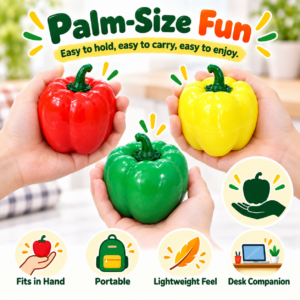 ✨ Realistic Bell Pepper Crunchy Squishy Toy – Handmade Sensory Squeeze Ball in Red, Yellow & Green, ASMR Stress Relief Fidget Toy