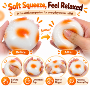 🍡 Spotted Rice Cake Squishy Balls – Food Fidget Toy 🧡