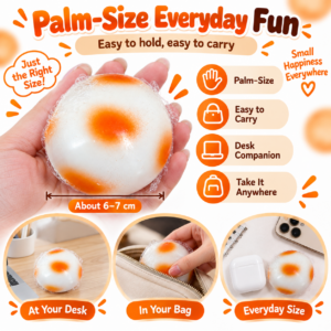 🍡 Spotted Rice Cake Squishy Balls – Food Fidget Toy 🧡